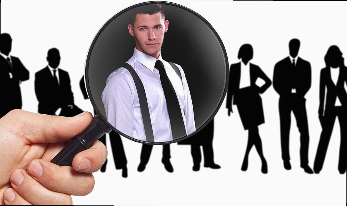 expert, professional, businessman, recruit, hire, hiring, human resources, hr, selection, job, offer, magnifying glass, 